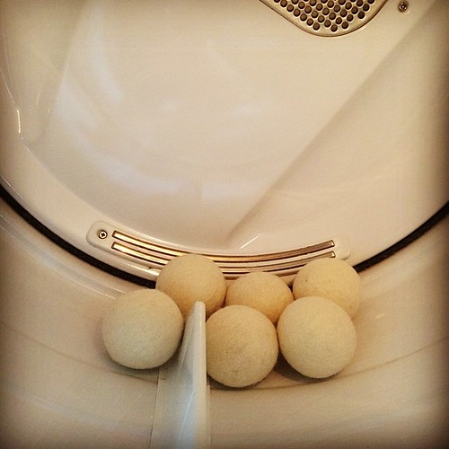 wool dryer balls in dryer 