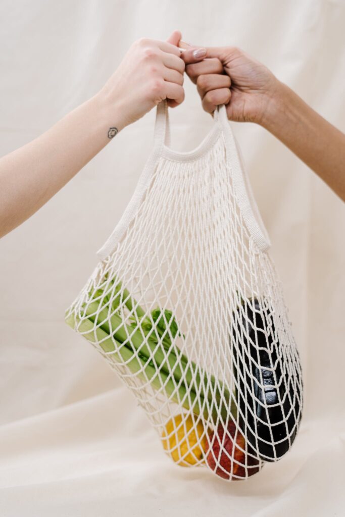 Vegetables Inside A Zero Waste re-usable Net Bag