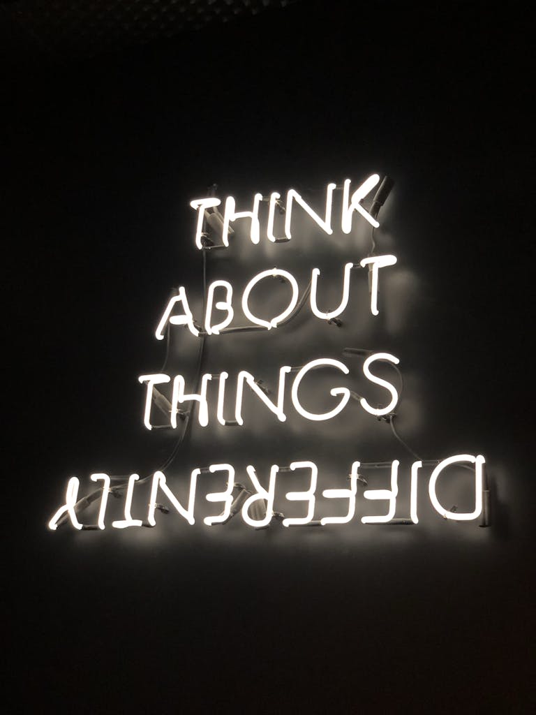 think about things differently sign in reference to minimalist gratitude